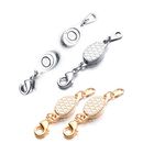 Built-in Safety Locking Magnetic Jewelry Clasp for Necklace and Bracelet Light Small Extender Lobster Clasps Pineapple Texture Metallic Finishes Glod and Silver