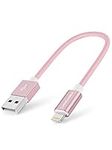 [Apple MFi Certified] CableCreation Short USB A to Lighting Cable 0.5ft, iPhone Charging & Data Sync Cord, Compatible with iPhone 14/14 Pro, AirPods Pro, iPhone 13/ SE, iPad, Air, Color Pink