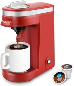 CHULUX Single Serve Coffee Maker for K pod and Ground Coffee, Single Cup Coffee Machine, Auto Shut Off, Red