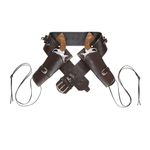 Brown Double Holster Belt Cowboy Wild West Fancy Dress Accessory