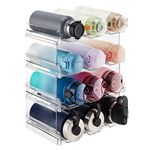 Lifewit Stackable Water Bottle Organizer for Cabinet, Freezer, Pantry - Plastic Cup Holder, Wine Racks for Kitchen Tabletop Storage, Cupboard, Office - Pack of 4, Each Rack Holds 3 Containers