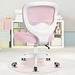 Razzor Armless Office Chair with Wheels, Cute Kids Desk Chair for Boys Girls, Mesh Task Rolling Swivel Computer Chair in Home Bedroom School (2077, Pink)