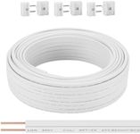 SPTDACSFP SPT-2 100FT 18/2 Electrical Wire with 6 Vampire Plugs, 18 Gauge 2 Conductors Lighting Copper Wire, Hookup LED Lighting Strips Flexible Wire Extension Cord, White