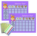 kids2learn Girls Behaviour Reward Charts Toddlers Children Twin Pack with 270 star stickers