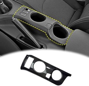 Real Carbon Fiber Car Center Console Water Cup Holder Decorative Panel,for Nissan 400Z,Car Interior Accessories, 1Pcs (Black)