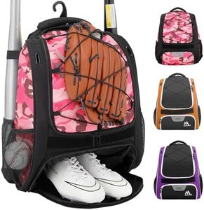 Hsmihair Baseball Bag - Baseball Backpack Holder, Large Main Compartment,T-Ball & Softball Equipment & Gear for Youth and Adults,Holds Bats, Helmet, Gloves