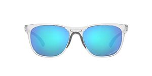 Oakley Women's OO9473 Leadline Square Sunglasses, Polished Clear/Prizm Sapphire Polarized, 56 mm