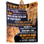 Gifts for Son - Personalized Message Blanket, To My Son From Mum Letter Soft Blankets Encourage and Pamper Sons Flannel Blanket Gifts. Best Gifts for Birthday.