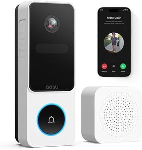 AOSU Doorbell Camera Wireless - Head-to-Toe View, Intelligent Package Detection, 2.4G Wi-Fi Video Doorbell with Chime, No Monthly Fees, Smart Human Detection, Works with Alexa and Google Assistant