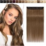 10 inch SEGO Clip in Hair Extension Human Hair One Piece [#6 Light Brown] 100% Remy Real Hairpieces for Women 3/4 Full Head Straight (40g)