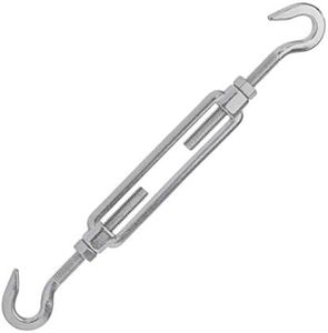 Premier Stainless Solutions Open-Body Stainless Steel Hook & Hook 1/4” x 2-3/4” Turnbuckles for Tensioning Cable or Rope, T316 Marine Grade