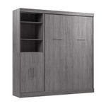 Bestar Nebula Full Murphy Bed with Storage Unit (84W) in bark Grey