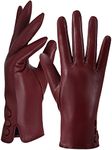 GSG SINCE 1998 Womens Genuine Leather Gloves Touchscreen Sheepskin Winter Gloves Fleece Lined Burgundy Small