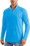 MAGCOMSEN Mens Long Sleeve Polyester T-Shirt UPF 50+ Sun Protection Outdoor Athletic Shirts Golf Polo 1/4 Zip Top