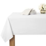 NICETOWN Reception Spill Proof Tablecloth - Outdoor Thanksgiving Rectangle Water-Proof Fabric Table Protector (Pure White, 60W x 84L, 1 Piece)