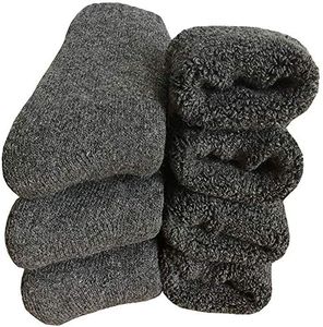 Mens Heavy Thick Wool Socks - Soft Warm Comfort Winter Crew Socks (Pack of 3/5),Multicolor,One Size 7-12, C2-super Thick 3pack(grey), One Size