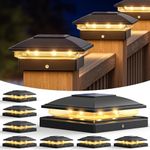 VOLISUN Solar Post Lights 8 Pack, 2 Lighting Modes Solar Post Cap Lights Outdoor, IP64 Waterproof, Fence Post Lights Solar Powered for 5×5 4×4 3.5×3.5 inch Wood/Vinyl Garden Posts Deck Patio(Black)