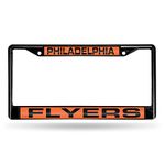 Rico Industries NHL Philadelphia Flyers Laser Cut Inlaid Standard Chrome License Plate Frame, Black