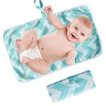 Portable Changing Mat Baby Foldable Travel Changing Mat Infant Urinal Pad 60cm x 35cm Waterproof Nappy Change Mat for Travel Home Outside - KAMHBE (Blue)