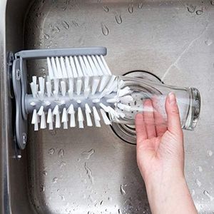 Glass Washer, Glass Cleaner, with 3 Suction Cups 360 Degree Cleaning Flexible Bristles Beer Bottles Travel Bottles for Sports Bottles Wine Glasses