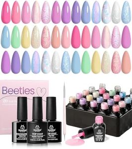 Beetles 24Pcs Gel Nail Polish Set, Pink Purple Pearl Pastel Blue Shimmer Chameleon Green Colors 2024 Gel Polish Kit, 3Pcs Base Gel Top Coat and Double-ended Brush Soak off UV Gel