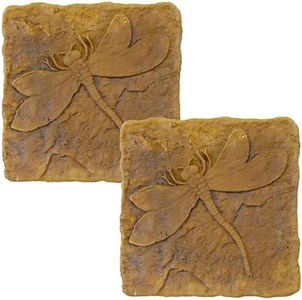 BestNest Athens Dragonfly Stepping Stones, Autumn Wheat, Pack of 2