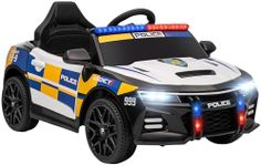 AIYAPLAY Kids Electric Car, 12V Battery Powered Police Ride on Car with Remote Control, Music, Horn, Siren, Flashing Lights, Children Electric Vehicle for 3-5 Years