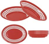 Plastic Fast Food Baskets - HUGE 12" x 9" SIZE Food Baskets For Serving - Reusable Foodservice Restaurant Deli Diner Burger Fries Fish Chip Hot Dog Bread Sandwich Plates Tray Platter (12 Pack, Red)