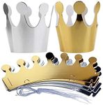 20 Pcs Birthday Party Hats, Crown Paper Cap for Kids Adult Birthday Party Festivals Photo Prop Decorations (10pcs gold +10pcs silver)