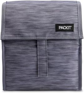 PackIt Freezable Lunch Bag, Charcoal Space Dye, Built with EcoFreeze Technology, Foldable, Reusable, Zip and Velcro Closure with Buckle Handle, Perfect for School and Office Lunches