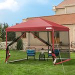 VIVOHOME 10'x10' Pop up Canopy Tent with Netting Red