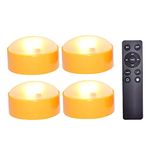 CANDLE CHOICE Halloween Pumpkin LED Lights with Remote Timer Bright Flickering Battery Operated Jack-O-Lantern Electric Flameless Candles for Halloween Decorations Gift Supplies 4 Pack Orange Color