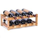 Wood Wine Racks, 2-Tier Nature Wine Display Rack Free Standing Wine Storage Countertop Table Organizer for Home Kitchen Wine Cellar