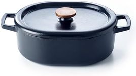 Alva Nori Black Enameled Cast Iron Dutch Oven with Lid & Handles Non Toxic Oven Safe 6 Qt PFAS, PFOA & PFTE Free, Cooking Pot, Cast Iron Cookware, Durable Enamel Coating, Oval Dutch Oven