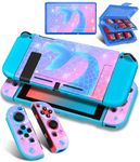 Gurgitat 4in1 Cute Mermaid for Nintendo Switch Case Protector Switch Game Cases Cartridge Storage Tail Cartoon Kawaii Girls 24 Game Card Holder Organizer+Skin Controller Dockable Cover for Switch 2017