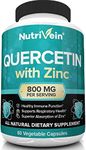 Nutrivein Quercetin 800mg with Zinc - Plant Pigment Flavonoid - Immune System Booster - 30 Day Supply (60 Capsules, 2 Daily)