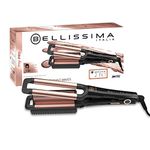 Bellissima MY PRO 2 in 1 Hair Waver Beach Waves Styler - Hair Crimper and Deep Waver Curling Iron, Ceramic Coating, Heat resistant handle, 160°C-200°C, Long-Lasting Results, Quick & Easy, Black & Gold