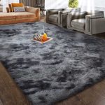 Calore Area Rugs Carpet for Living Room, Bedroom Area Rug Fluffy Shaggy Soft Modern Rugs for Kids Room Play Mat Nursery Rug (Black Grey, 6.5'×6.5' (200×200 cm))