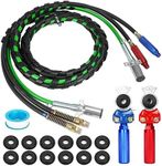 Autsurles 12FT Air Lines for Tractor Trailer Semi Truck, 7 Way Air Hose for Semi Truck 3 in 1 ABS & Power Airlines Hose Wrap Electrical Cable with Gladhands Teflon Tape