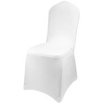 Palonu 48 Pcs Stretch Spandex Chair Cover White Polyester Chair Slipcovers Dining Living Room Universal Fitted Chair Slipcovers Protector for Wedding Party Holidays Banquet Celebration