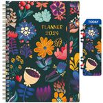 HARDCOVER 2024 Monthly Weekly Planner, 8.5x6.5 Inch Academic Planner 2024 Agenda Planner, Monthly Tabs, Twin Wire Binding, Thick Paper, Perfect Daily Plans Organizer (Z509)