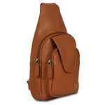 RUSTIC TOWN Leather Sling Chest Bag for Men - Slim Crossbody Shoulder Bag for Outdoor Hiking - Stylish Backpack for Travel