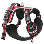 HEELE Dog Harness, No Pull Dog Harness Large, Release on Neck, Front Back Clips Dog Vest Harness Reflective Adjustable Padded, Easy Control Handle for Outdoor Walking Training, Red, L