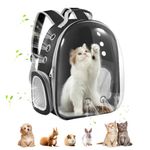 Pawaboo Cat Backpack Carrier, Pet Bubble Carrying Bag for Small Medium Kitty Puppy, Transparent Cat Space Capsule Backpack Airline Approved, Breathable Cat Travel Bag for Hiking Walking Camping, Black