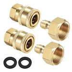 uxcell Garden Hose Brass Quick Connect Disconnect Set Fittings M22 & M14x1.5 Female Thread Water Hose Connectors Pressure Washer Adapter, 2 Sets