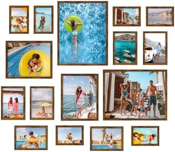 Giftgarden 16 Pack Brown Picture Frames for Multi Sizes Photos, Assorted Set Including Two 11x14, Two 8x10, Six 5x7, Six 4x6, Gallery Collage Frame for Wall or Tabletop Display