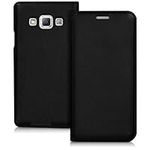 kwmobile Flip Case Compatible with Samsung Galaxy A3 (2015) - Book Style Protective Front Flip Cover Smartphone Case - Black