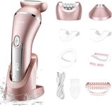 Hatteker Electric Shaver for Women Lady Epilator Electric Razors Kit Hair Remover for Face Chin Arm Leg Armpit Bikini Trimmer Painless Waterproof USB Rechargeable Dry Wet with Detachable Head 3 in 1