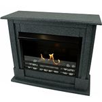 Ethanol and Gel Fireplace Firegel Emily Deluxe Royal Granite Black Included Adjustable Stainless Steel Burner + Safety Glass