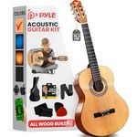 Pyle 30" Beginner Classical Acoustic Guitar - 6 String Junior Guitar with Case, Strap, Tuner, Picks, Nylon Strings, Linden Wood Body & Wooden Fretboard - Ideal for Kids & Beginners